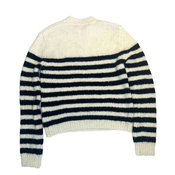 Zara Women's White and Navy Jumper with Bottons size M 99% wool - Picture 2 of 10